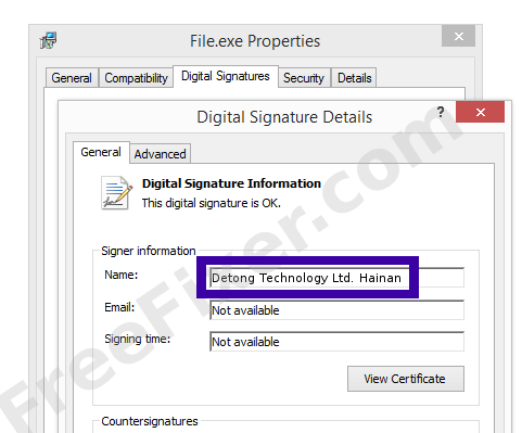 Screenshot of the Detong Technology Ltd. Hainan certificate